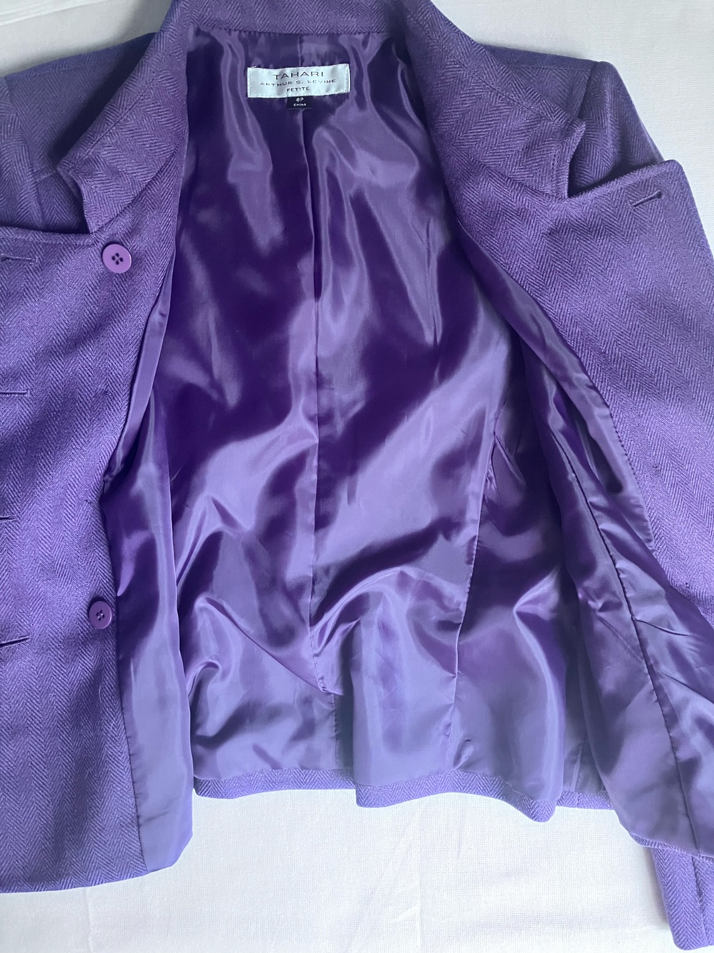 Tahari Arthur S Levine Jacket Blazer Purple Double Breasted 8P - Picture 13 of 15